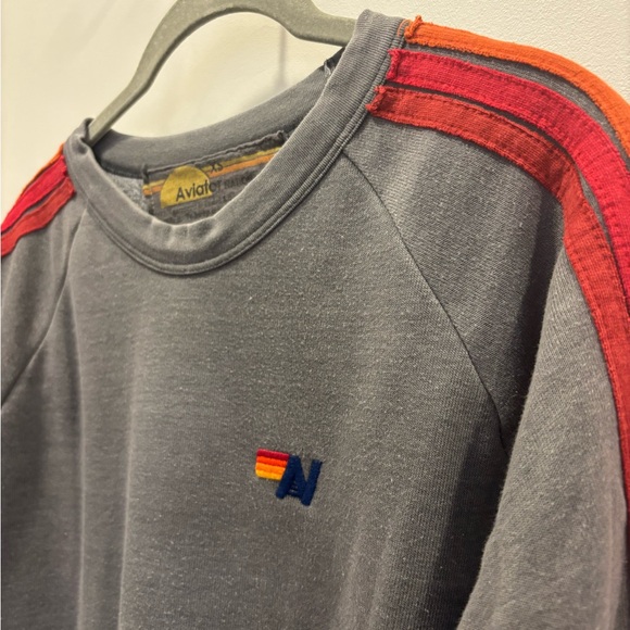 AVIATOR NATION Crew Neck Sweatshirt w/stripe detail, Size XS, Excellent Cond - Picture 3 of 12